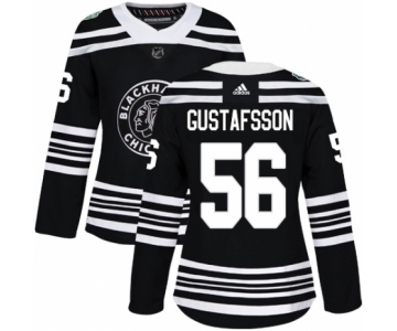 Women's Adidas Chicago Blackhawks #56 Erik Gustafsson Authentic Black 2019 Winter Classic NHL Jersey