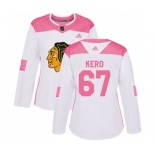 Women's Adidas Chicago Blackhawks #67 Tanner Kero Authentic White Pink Fashion NHL Jersey