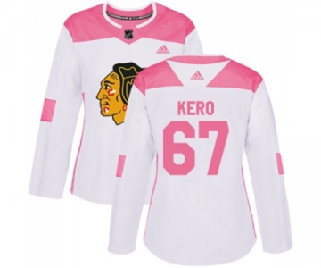 Women's Adidas Chicago Blackhawks #67 Tanner Kero Authentic White Pink Fashion NHL Jersey