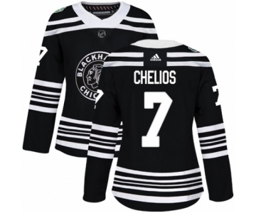 Women's Adidas Chicago Blackhawks #7 Chris Chelios Authentic Black 2019 Winter Classic NHL Jersey