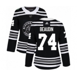 Women's Adidas Chicago Blackhawks #74 Nicolas Beaudin Authentic Black 2019 Winter Classic NHL Jersey