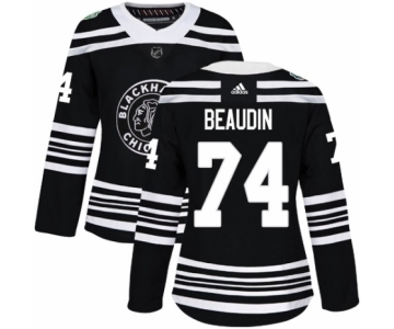 Women's Adidas Chicago Blackhawks #74 Nicolas Beaudin Authentic Black 2019 Winter Classic NHL Jersey