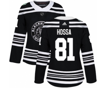 Women's Adidas Chicago Blackhawks #81 Marian Hossa Authentic Black 2019 Winter Classic NHL Jersey