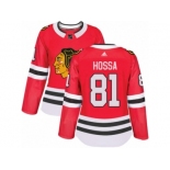 Women's Adidas Chicago Blackhawks #81 Marian Hossa Authentic Red Home NHL Jersey