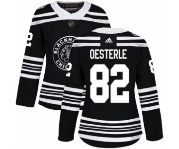 Women's Adidas Chicago Blackhawks #82 Jordan Oesterle Authentic Black 2019 Winter Classic NHL Jersey