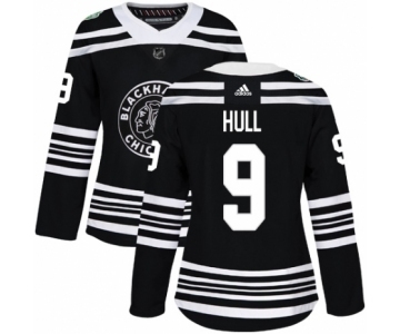 Women's Adidas Chicago Blackhawks #9 Bobby Hull Authentic Black 2019 Winter Classic NHL Jersey