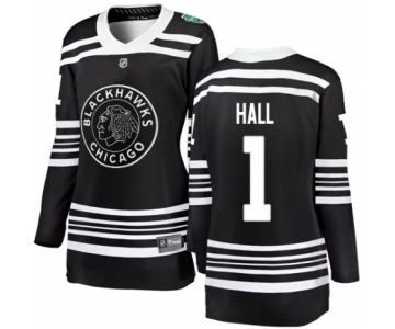 Women's Chicago Blackhawks #1 Glenn Hall Black 2019 Winter Classic Fanatics Branded Breakaway NHL Jersey