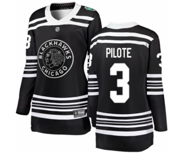 Women's Chicago Blackhawks #3 Pierre Pilote Black 2019 Winter Classic Fanatics Branded Breakaway NHL Jersey