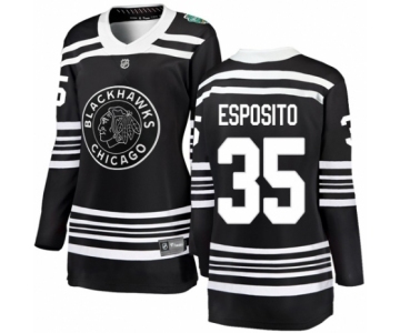 Women's Chicago Blackhawks #35 Tony Esposito Black 2019 Winter Classic Fanatics Branded Breakaway NHL Jersey