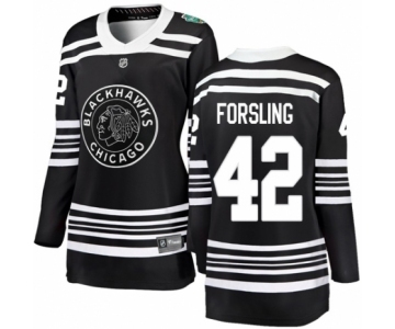 Women's Chicago Blackhawks #42 Gustav Forsling Black 2019 Winter Classic Fanatics Branded Breakaway NHL Jersey