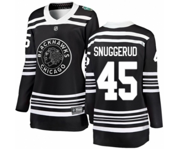 Women's Chicago Blackhawks #45 Luc Snuggerud Black 2019 Winter Classic Fanatics Branded Breakaway NHL Jersey