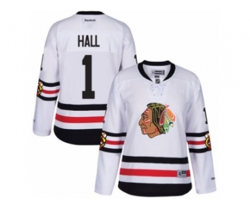 Women's Reebok Chicago Blackhawks #1 Glenn Hall Authentic White 2017 Winter Classic NHL Jersey