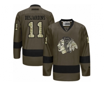 Women's Reebok Chicago Blackhawks #11 Andrew Desjardins Premier Green Salute to Service NHL Jersey