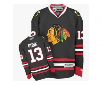 Women's Reebok Chicago Blackhawks #13 CM Punk Authentic Black Third NHL Jersey