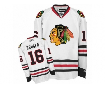 Women's Reebok Chicago Blackhawks #16 Marcus Kruger Premier White Away NHL Jersey