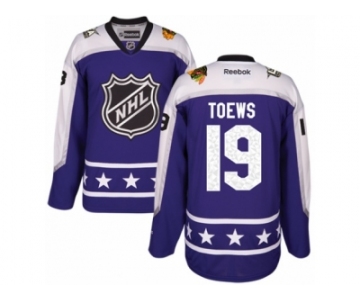 Women's Reebok Chicago Blackhawks #19 Jonathan Toews Authentic Purple Central Division 2017 All-Star NHL Jersey