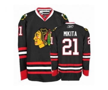 Women's Reebok Chicago Blackhawks #21 Stan Mikita Premier Black Third NHL Jersey