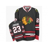 Women's Reebok Chicago Blackhawks #23 Michael Jordan Authentic Black Third NHL Jersey