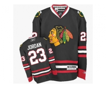 Women's Reebok Chicago Blackhawks #23 Michael Jordan Authentic Black Third NHL Jersey