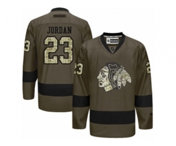 Women's Reebok Chicago Blackhawks #23 Michael Jordan Premier Green Salute to Service NHL Jersey