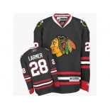 Women's Reebok Chicago Blackhawks #28 Steve Larmer Authentic Black Third NHL Jersey