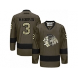 Women's Reebok Chicago Blackhawks #3 Keith Magnuson Premier Green Salute to Service NHL Jersey