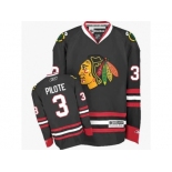 Women's Reebok Chicago Blackhawks #3 Pierre Pilote Authentic Black Third NHL Jersey