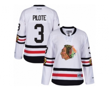 Women's Reebok Chicago Blackhawks #3 Pierre Pilote Authentic White 2017 Winter Classic NHL Jersey