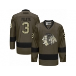 Women's Reebok Chicago Blackhawks #3 Pierre Pilote Premier Green Salute to Service NHL Jersey