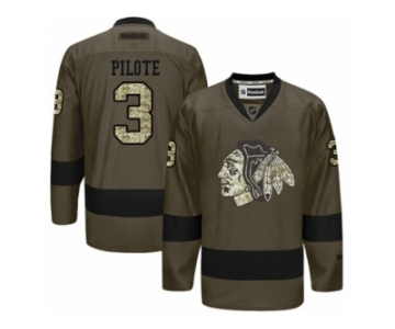 Women's Reebok Chicago Blackhawks #3 Pierre Pilote Premier Green Salute to Service NHL Jersey