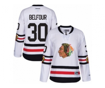 Women's Reebok Chicago Blackhawks #30 ED Belfour Authentic White 2017 Winter Classic NHL Jersey