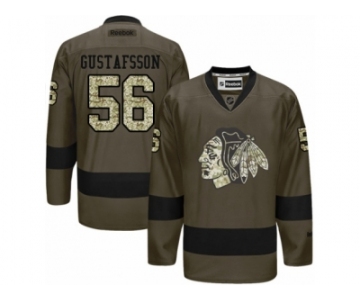 Women's Reebok Chicago Blackhawks #56 Erik Gustafsson Authentic Green Salute to Service NHL Jersey