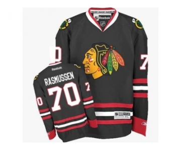 Women's Reebok Chicago Blackhawks #70 Dennis Rasmussen Authentic Black Third NHL Jersey