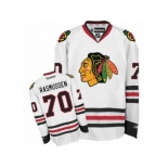 Women's Reebok Chicago Blackhawks #70 Dennis Rasmussen Premier White Away NHL Jersey