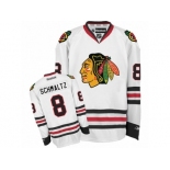 Women's Reebok Chicago Blackhawks #8 Nick Schmaltz Premier White Away NHL Jersey