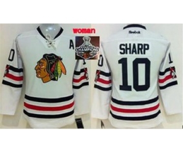 women nhl jerseys chicago blackhawks #10 sharp white[2015 Stanley cup champions][patch A]