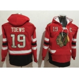 Chicago Blackhawks #19 Jonathan Toews Red Name & Number Pullover NHL Hoodie