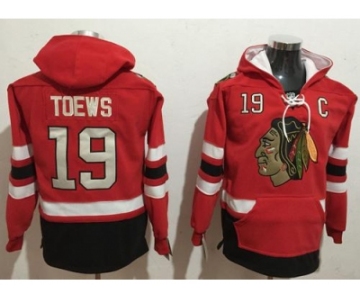 Chicago Blackhawks #19 Jonathan Toews Red Name & Number Pullover NHL Hoodie