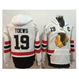 Chicago Blackhawks #19 Jonathan Toews White Name & Number Pullover NHL Hoodie