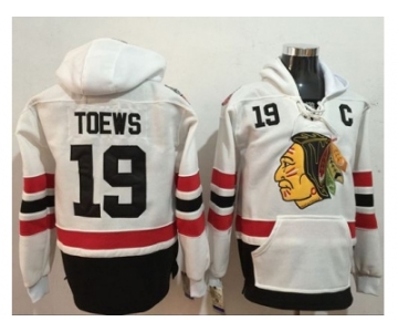 Chicago Blackhawks #19 Jonathan Toews White Name & Number Pullover NHL Hoodie