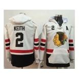 Chicago Blackhawks #2 Duncan Keith White Name & Number Pullover NHL Hoodie