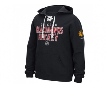 Chicago Blackhawks Reebok Stitch Black Em Up Lace Hoodie