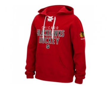 Chicago Blackhawks Reebok Stitch Red Em Up Lace Hoodie