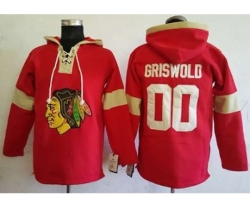 Men's Chicago Blackhawks #00 Clark Griswold Red Pullover Hoodie Stitched NHL Jersey