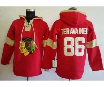 Men's Chicago Blackhawks #86 Teuvo Teravainen Red Pullover Hoodie Stitched NHL Jersey