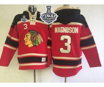 NHL Blackhawks #3 Keith Magnuson Red Sawyer Hooded Sweatshirt 2015 Stanley Cup Stitched Jerseys