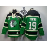 NHL Chicago Blackhawks #19 Jonathan Toews Green St. Patrick's Day McNary Lace Hoodie 2015 Stanley Cup Stitched Jerseys