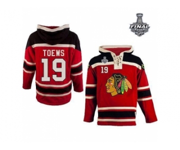 NHL Chicago Blackhawks #19 Jonathan Toews Red Sawyer Hooded Sweatshirt 2015 Stanley Cup Stitched Jerseys