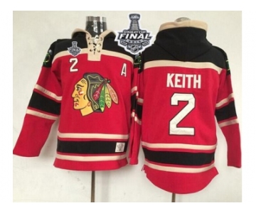 NHL Chicago Blackhawks #2 Duncan Keith Red Sawyer Hooded Sweatshirt 2015 Stanley Cup Stitched Jerseys