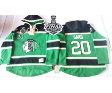 NHL Chicago Blackhawks #20 Brandon Saad Green St. Patrick's Day McNary Lace Hoodie 2015 Stanley Cup Stitched Jerseys